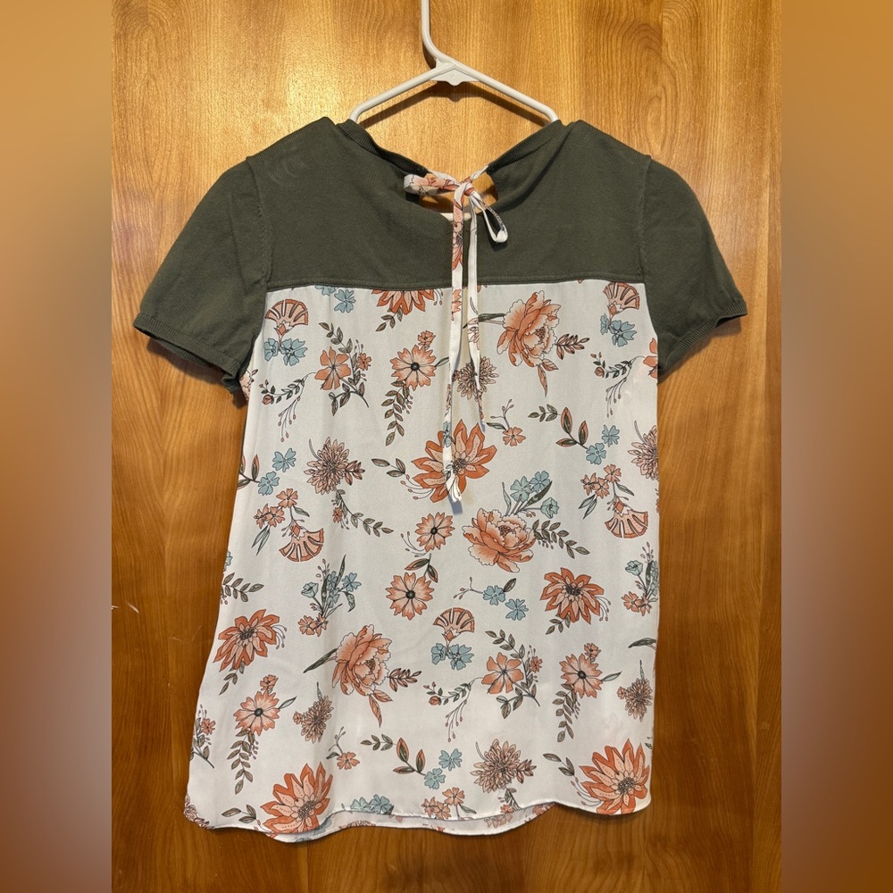 LOFT Floral Blouse - Green and Orange